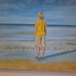 Painting of a boy looking out to sea