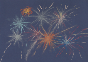 Pastel sktch of fireworks