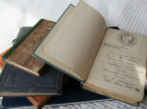 Photograph of a pile of old books